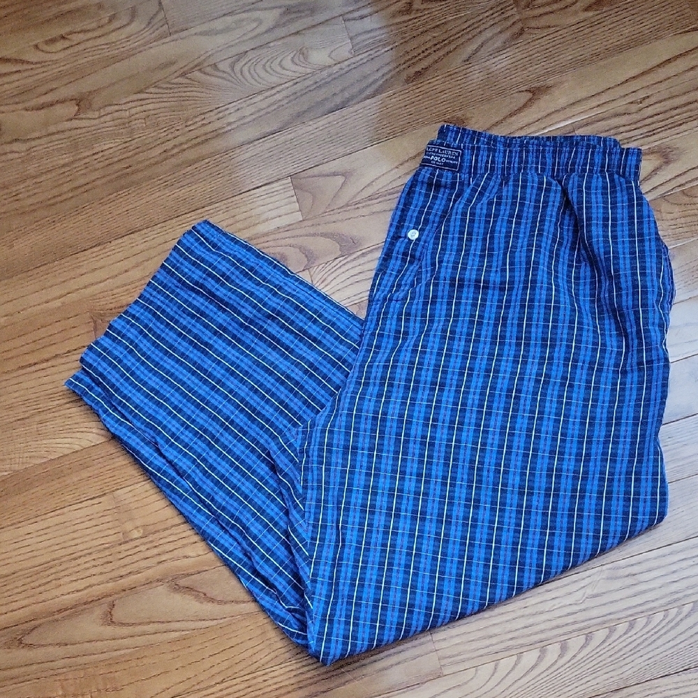 Ralph Lauren Men's Blue Checkered Lounge/pajama Pants - Picture 5 of 5